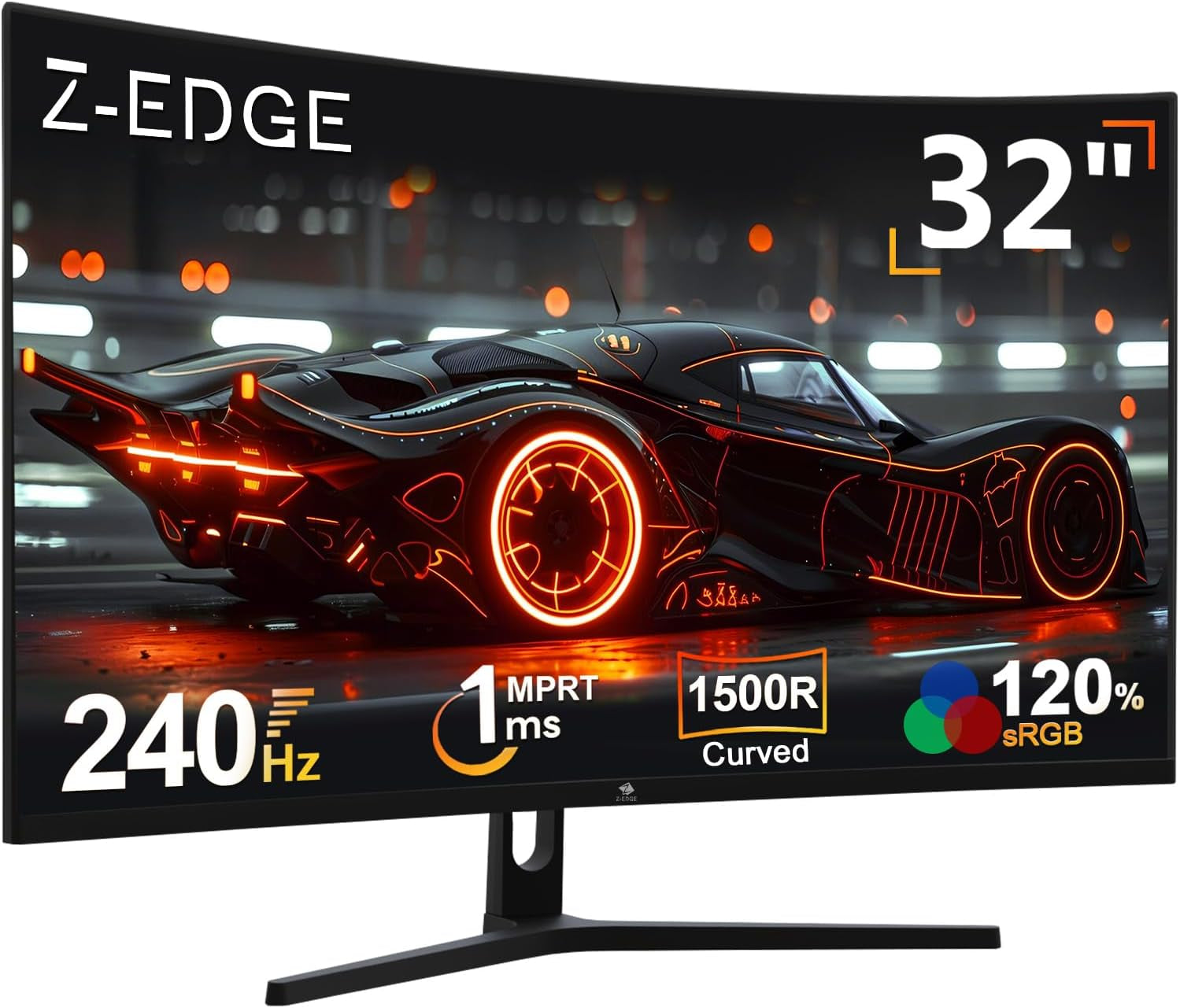 Z-Edge Ecran Pc Gamer Incurvé 32'' 240 Hz, 1Ms, Freesync, 1080P, Moniteur Gaming Lunette Ultra Fine, 1500R VA, Inclinaison Réglable, 2*HDMI2.0 & 2*DP1.4, RGB Lumière Respiratoire (Câble HDMI Inclus)