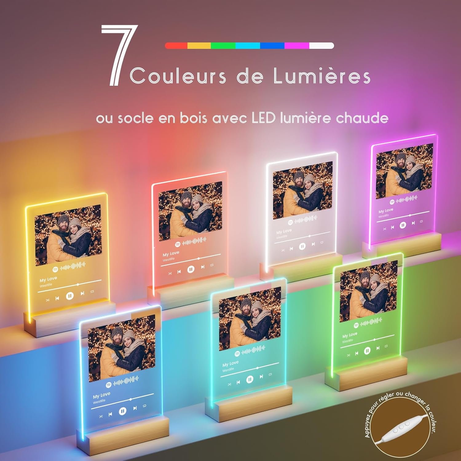 Cadre Spotify Personnalisé Couple, Lampe Personnalisée Avec Photo, Idee Cadeau De Saint Valentin Pour Femme Homme, Idée Cadeaux ST Valentin Original, Cadeau Amoureux Pour Copine Copain